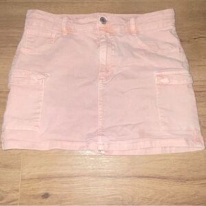 Pink denim skirt